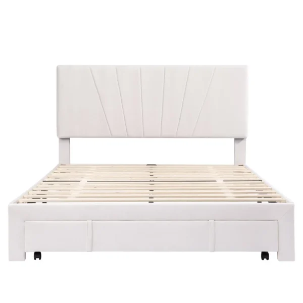 Marque Generique Lit Double 140 X 200 Cm Lit D’ameublement Velours – Beige magasin france 5