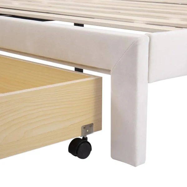 Marque Generique Lit Double 140 X 200 Cm Lit D’ameublement Velours – Beige magasin france 6