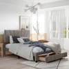 Marque Generique Lit Double 140 X 200 Cm Lit D’ameublement Velours – Gris magasin 17