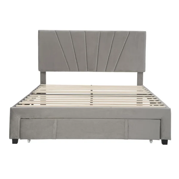 Marque Generique Lit Double 140 X 200 Cm Lit D’ameublement Velours – Gris magasin 5