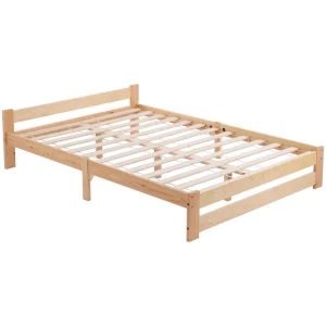 Marque Generique Lit Double 140 X 200 Cm Lit En Bois Massif, Naturel boutique en ligne 13
