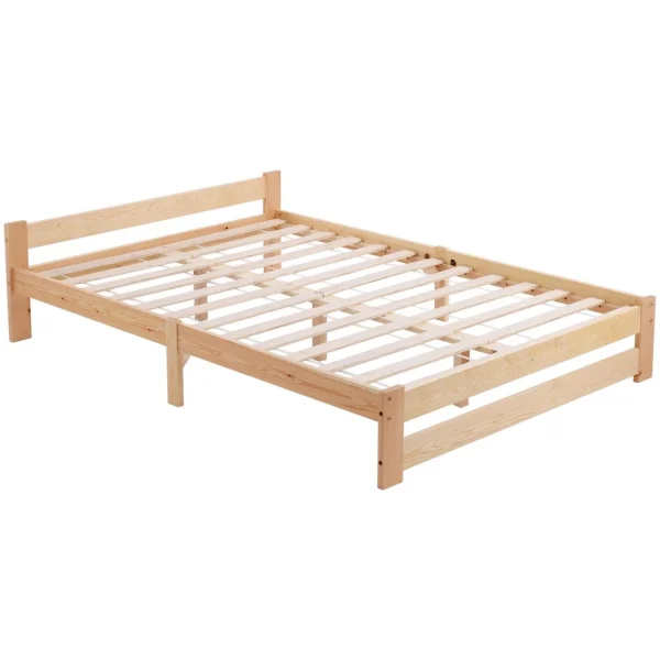 Marque Generique Lit Double 140 X 200 Cm Lit En Bois Massif, Naturel boutique en ligne 5