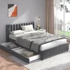 soldes en ligne Marque Generique Lit Double Avec Tête De Lit Et 2 Tiroirs Pour Adulte Enfants 140×200 … 19