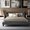 Marque Generique Lit Double Capitonné Avec Éclairage LED Tête De Lit 140×200 Cm Gri… marques de renommée 11