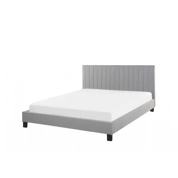 Beliani Lit Double En Tissu Gris Clair 140 X 200 Cm POITIERS france en ligne 1