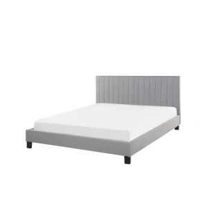 Beliani Lit Double En Tissu Gris Clair 140 X 200 Cm POITIERS france en ligne 9