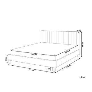 Beliani Lit Double En Tissu Gris Clair 140 X 200 Cm POITIERS france en ligne 11