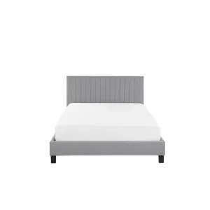 Beliani Lit Double En Tissu Gris Clair 140 X 200 Cm POITIERS france en ligne 15