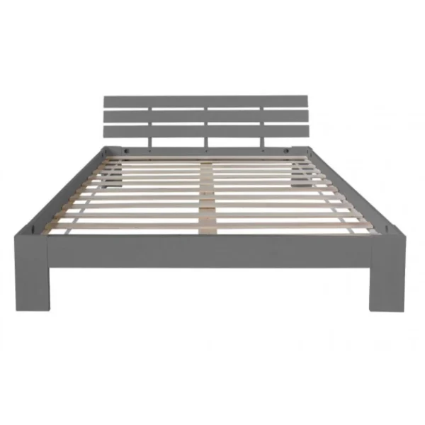 HomeStyle4U Lit Double Lit Futon En Bois 160×200 Lit Pin Gris Cadre De Lit Bois Ma… site en ligne 4
