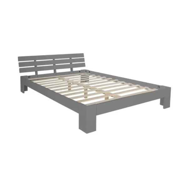 Acheter HomeStyle4U Lit Double Lit Futon En Bois 180×200 Lit Pin Gris Cadre De Lit En Bois… 1
