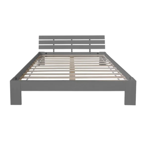 Acheter HomeStyle4U Lit Double Lit Futon En Bois 180×200 Lit Pin Gris Cadre De Lit En Bois… 4