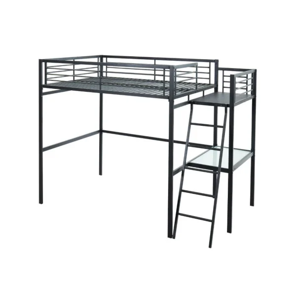 économies garanties Vente-unique Lit Mezzanine CASUAL II – 140 X 190 Cm – Plateforme Bureau – Anthraci… 5