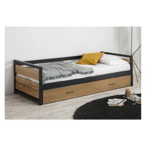 Vente-unique Lit Gigogne Industriel BOSTON – 2 X 90 X 190 Cm – MDF, Pin Et Métal -… à prix promos 9