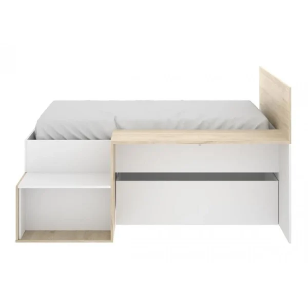 magasin france Pegane Lit Enfant 90 X 190 Cm Avec Rangement Coloris Blanc /chêne – Longueur… 1