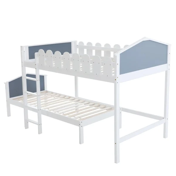 Marque Generique Lit Enfant Lit Superposé En Pin Massif 120 X 200/90 X 200 Cm, Blanc en france 6