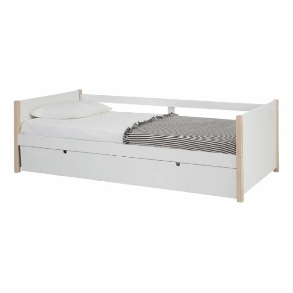 BUT Lit Gigogne 2x90x190 Cm KIARA Imitation Chêne Naturel Et Blanc magasin pas cher 4