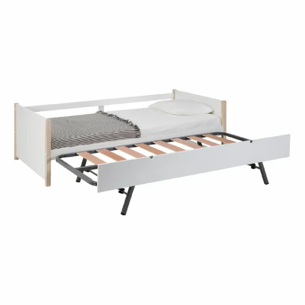 BUT Lit Gigogne 2x90x190 Cm KIARA Imitation Chêne Naturel Et Blanc magasin pas cher 5