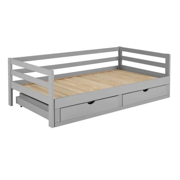 BUT Lit Gigogne 90/180×190 Cm BLOOM Gris Boutique 4