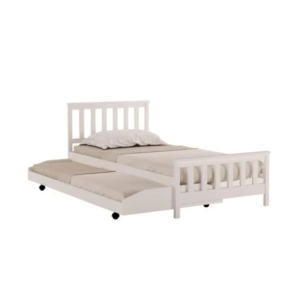 BUT Lit Gigogne 90×190 Cm PIYOU Blanc Avec Sommier magasin 1