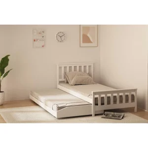 BUT Lit Gigogne 90×190 Cm PIYOU Blanc Avec Sommier magasin 9