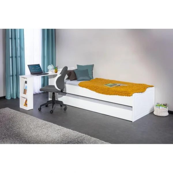 magasins pour BUT Lit Gigogne 90×200 Cm + Bureau MALO Blanc 3