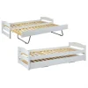 l'unique style Ac-Deco Lit Gigogne 90×200 Cm VINDAS En Bois Massif Blanc 17