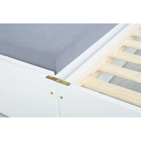 en ligne officielle BUT Lit Gigogne Avec Tiroir 90×200 Cm LOTAR En Bois Massif Blanc 5