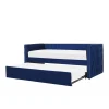 en ligne Beliani Lit Gigogne En Velours Bleu 90 X 200 Cm GASSIN 10