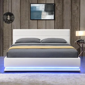 REMISE Meubler Design Lit Led Avec Coffre De Rangement AVA – Blanc – 180×200 11