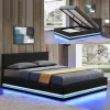 Meubler Design Lit Led Avec Coffre De Rangement AVA – Noir – 140×190 Retour Facile et Gratuit 19