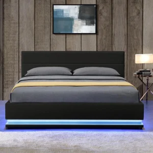 Meubler Design Lit Led Avec Coffre De Rangement AVA – Noir – 140×190 Retour Facile et Gratuit 11