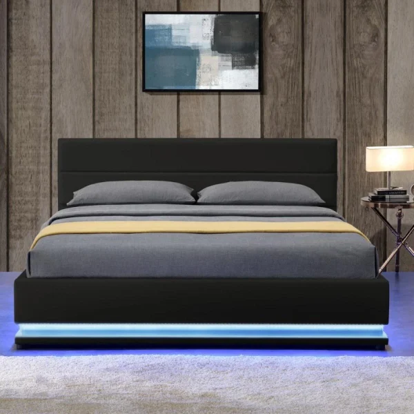 Meubler Design Lit Led Avec Coffre De Rangement AVA – Noir – 140×190 Retour Facile et Gratuit 4