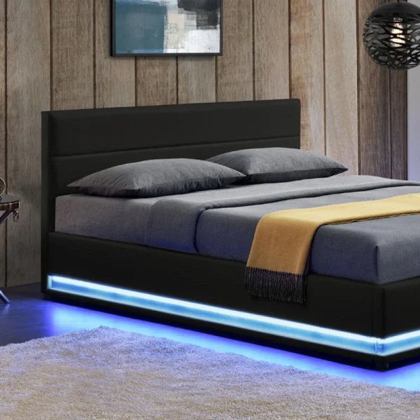 Meubler Design Lit Led Avec Coffre De Rangement AVA – Noir – 140×190 Retour Facile et Gratuit 5