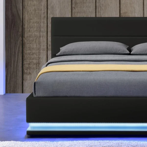 Meubler Design Lit Led Avec Coffre De Rangement AVA – Noir – 140×190 Retour Facile et Gratuit 6