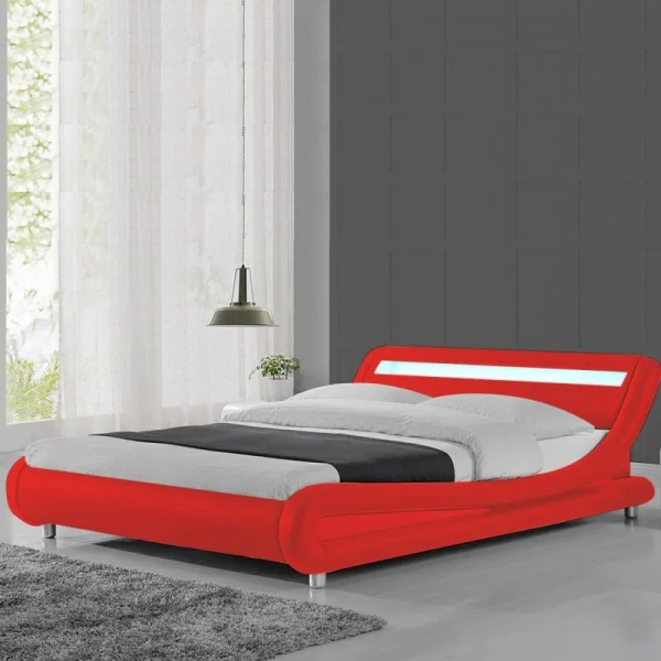 guranteed de qualité Meubler Design Lit Led Design Julio – Rouge – 140×190 1