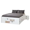 Ac-Deco Lit 140×190 Chevets Intégrés + TILL Multi-rangements Blanc luxe soldes 19