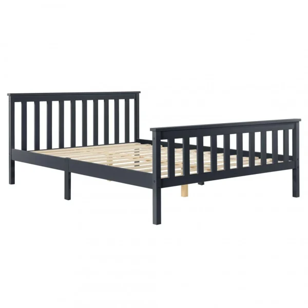 Decoshop26 Lit Pour Adultes Avec Sommier à Lattes Bois Couleur Gris Foncé 160×2… grande popularité 1