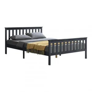 Decoshop26 Lit Pour Adultes Avec Sommier à Lattes Bois Couleur Gris Foncé 160×2… grande popularité 9