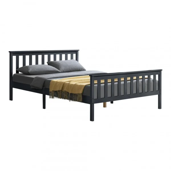 Decoshop26 Lit Pour Adultes Avec Sommier à Lattes Bois Couleur Gris Foncé 160×2… grande popularité 3