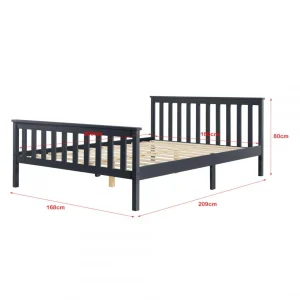 Decoshop26 Lit Pour Adultes Avec Sommier à Lattes Bois Couleur Gris Foncé 160×2… grande popularité 11