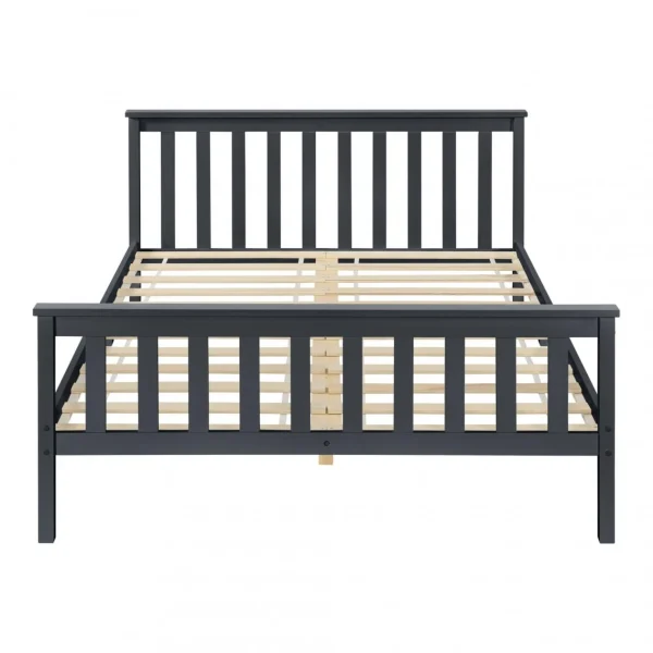 Decoshop26 Lit Pour Adultes Avec Sommier à Lattes Bois Couleur Gris Foncé 160×2… grande popularité 5
