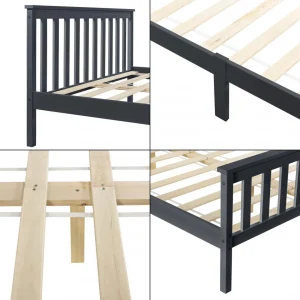 Decoshop26 Lit Pour Adultes Avec Sommier à Lattes Bois Couleur Gris Foncé 160×2… grande popularité 15