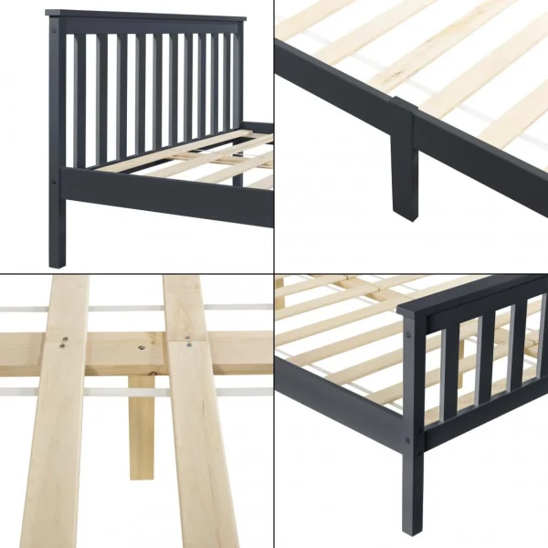 Decoshop26 Lit Pour Adultes Avec Sommier à Lattes Bois Couleur Gris Foncé 160×2… grande popularité 6