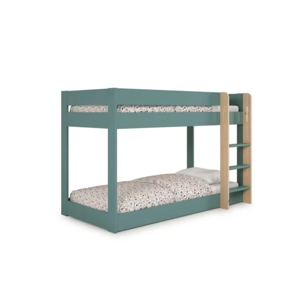 BUT Lit Superposé 2x90x190 Cm ESTEBAN Pin Massif Et Laqué Vert magasin pas cher 6