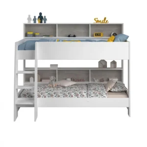 BUT Lit Superposé 90×200 Cm TAYLOR 2 Blanc Et Gris soldes pas cher 10