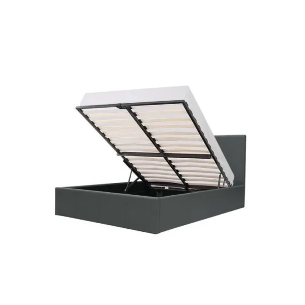 Livraison rapide CSTORE MARTIN – Lit Adulte 140×190 Cm + Coffre De Rangement – Simili Gris – S… 1