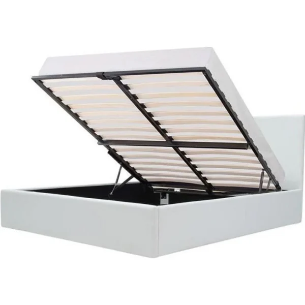 CSTORE MARTIN – Lit Adulte + Coffre De Rangement – Simili Blanc – Sommier Inc… économies garanties 1