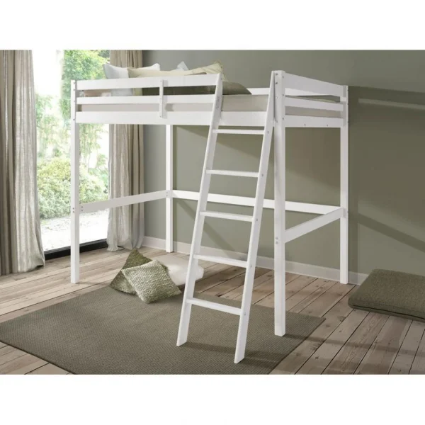 BUT Mezzanine 140×190 Cm BLOOM Blanc qualité d’originales 3