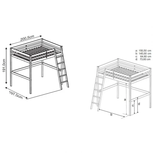 BUT Mezzanine 140×190 Cm BLOOM Blanc qualité d’originales 6