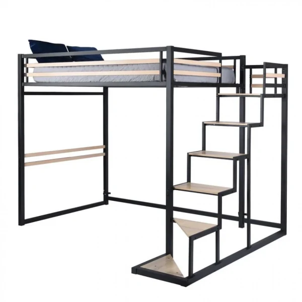 soldes pas cher BUT Mezzanine 140×200 Cm MARLEY En Acier Noir 1